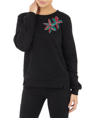 Damen Sweatshirt mit floraler Applikation&nbsp;