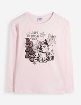 Langarmshirt - Frontprint - Rosa