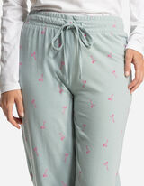 Pyžamové nohavice - Sťahovanie na šnúrku na spodnom okraji - tmavozelena