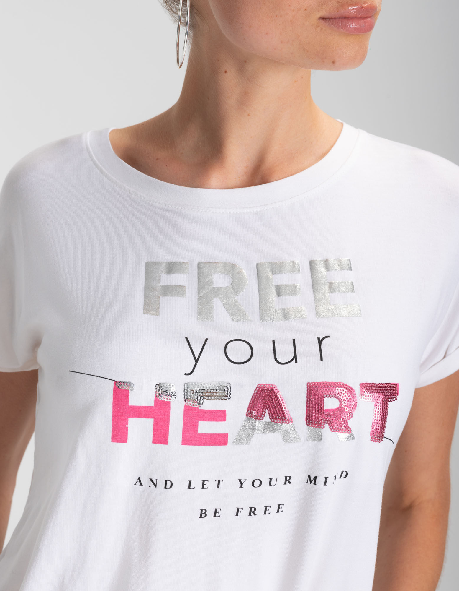 T-shirt - Viscose m&eacute;lang&eacute;e - blanc