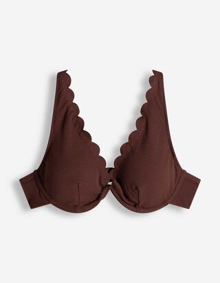 Bikinitop - Spitzenbesatz - braun