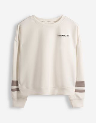 Sweatshirt - Contrasterende inzetten - wit