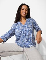 Bluse - Allover-Muster - hellblau