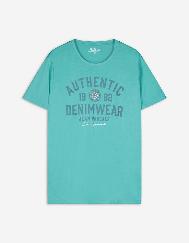 T-shirt - Vooropdruk - turkoois