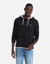 koszulka z długim rękawem - kaptur z troczkiem - czarny