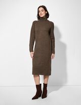 Kleid - Rollkragen - braun