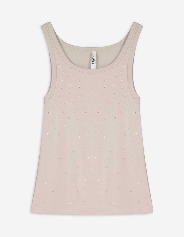 Top - Ziersteine - beige