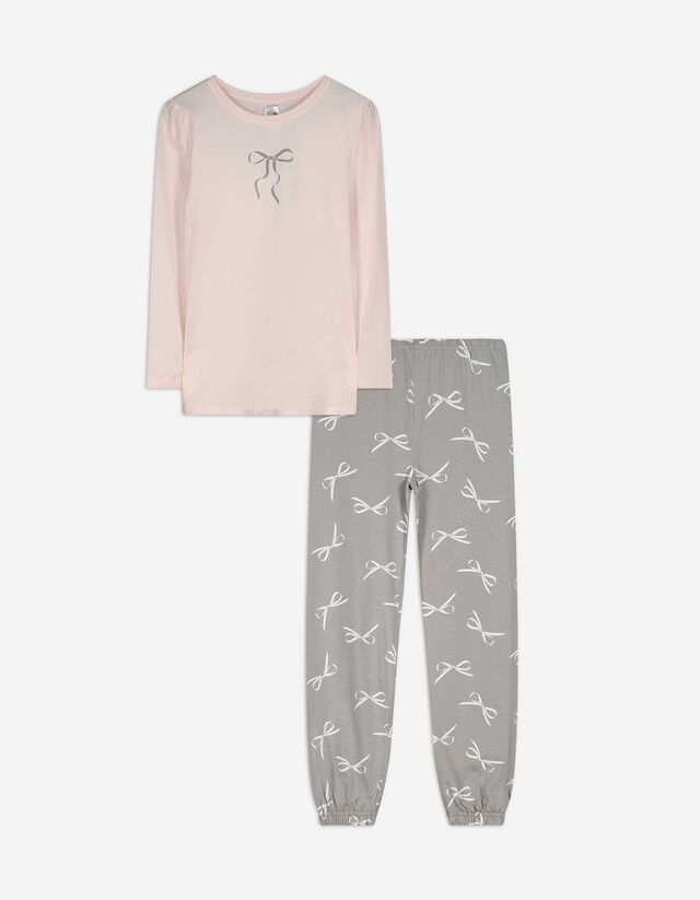 Pyjama Set aus Langarmshirt und Hose  - Print - bronzefarben