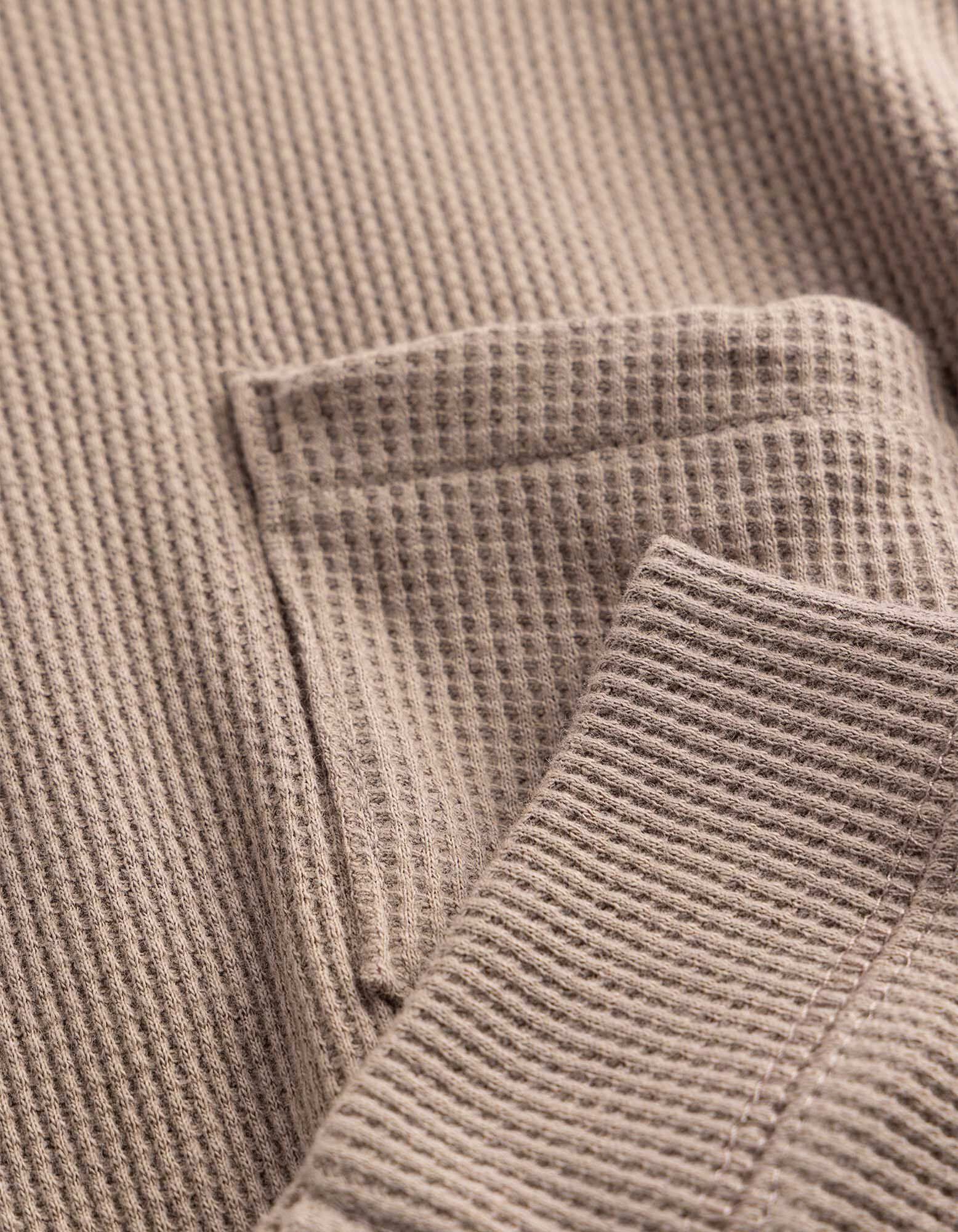 Langarmshirt - Waffelstruktur - Taupe