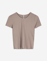 T-Shirt - Rippenstruktur - beige