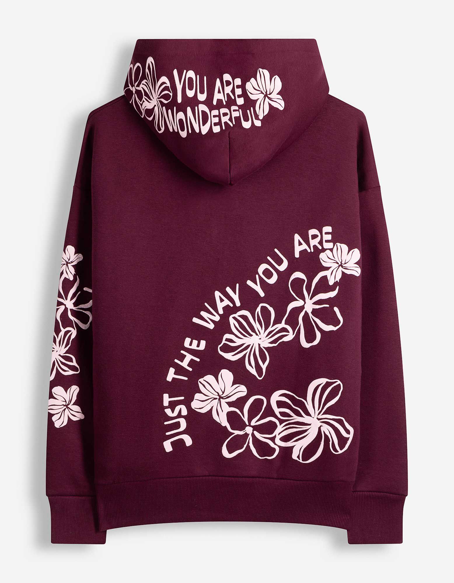 Hoodie - Print - Dunkelrot