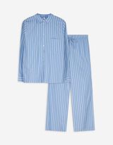 Pyjama Set aus Shirt und Hose - Webstoff - weiß