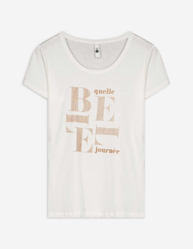 T-Shirt - Glitzerprint - weiß