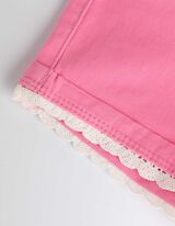 Pantaloni scurți denim - Margine decorativă - Roz