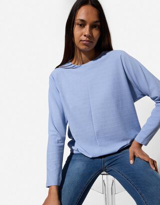 Langarmshirt - Fledermaus&auml;rmel - hellblau