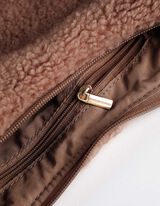 Umhängetasche - Teddyfell - dunkelbraun