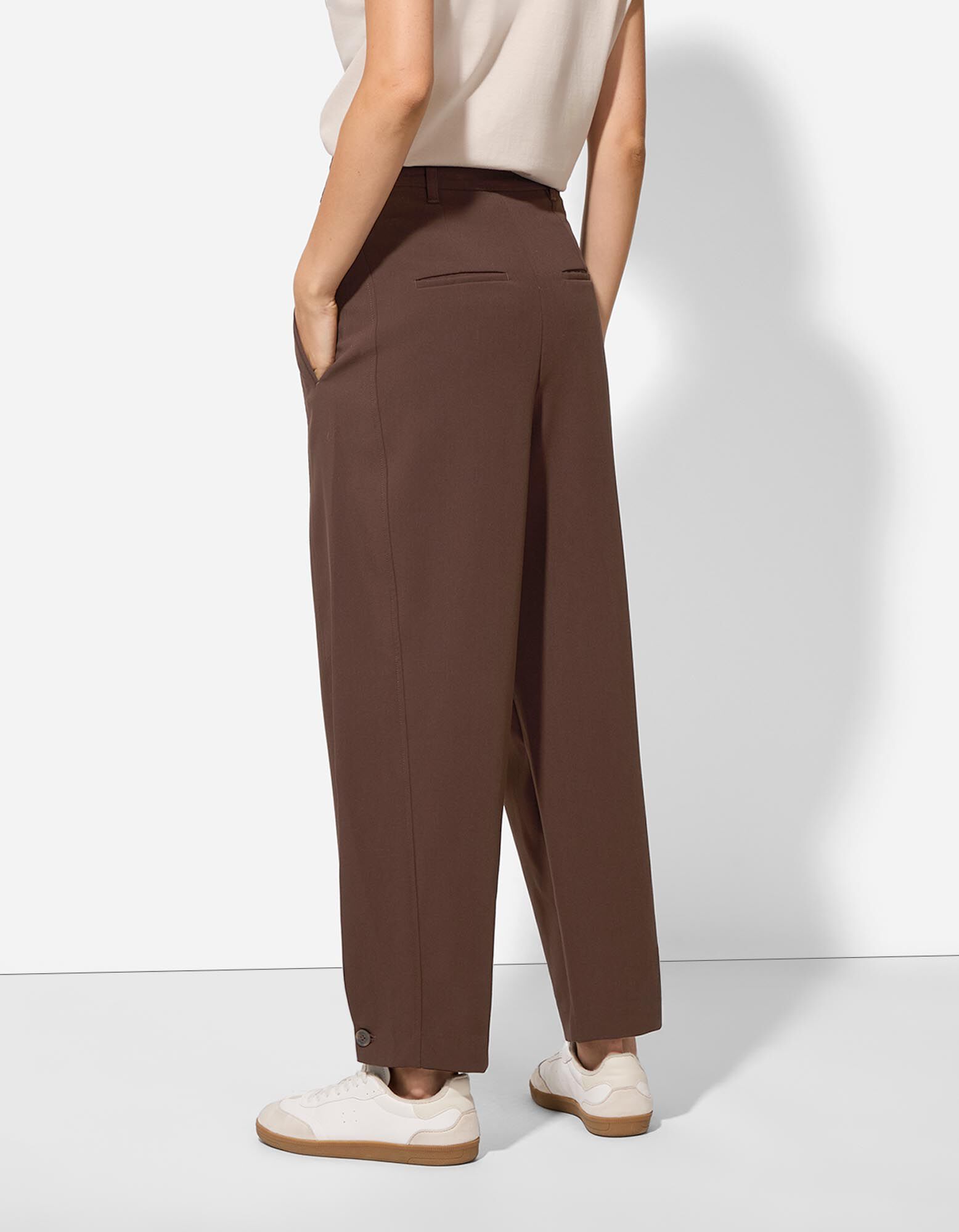 Broek - Imitatie su&egrave;de - Donkerbruin