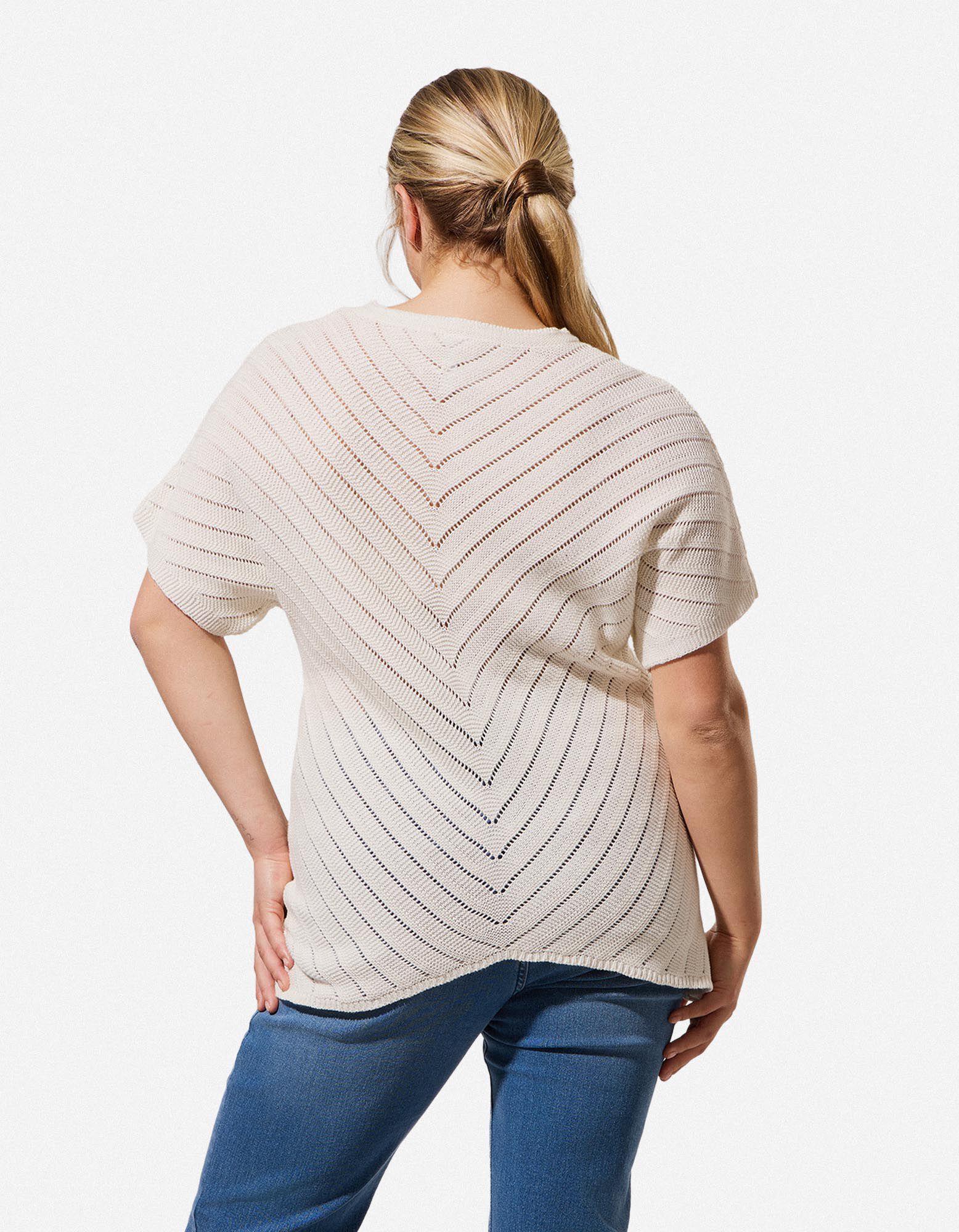 Pull-over - Coton - Blanc cass&eacute;