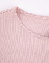 Shirt - Rippenstruktur - lila