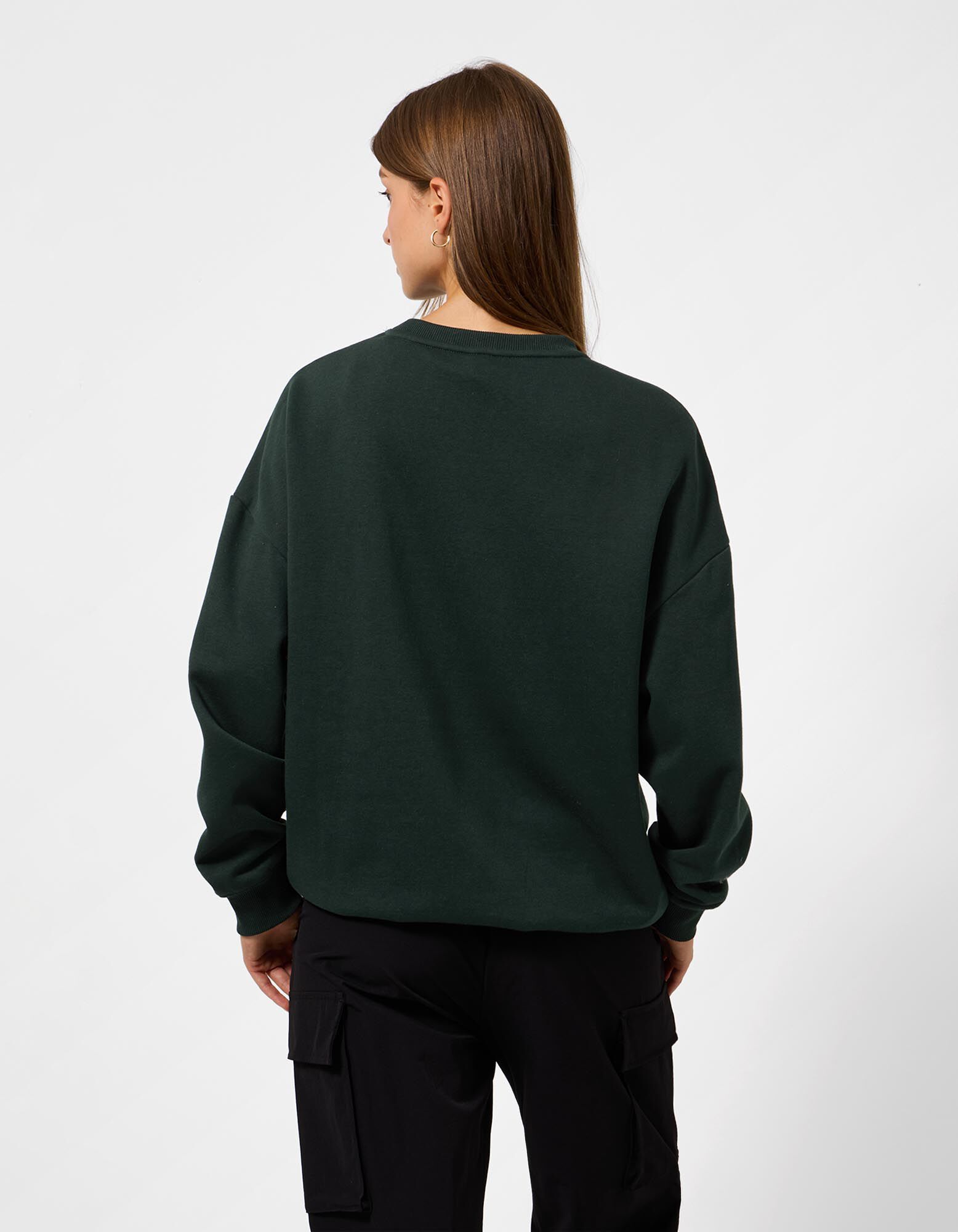 Sweatshirt - Baumwoll-Mix - Dunkelgr&uuml;n