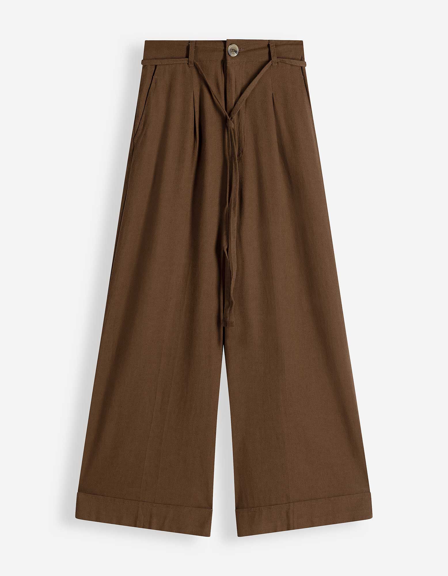 Jupe-culotte - Aspect lin - Brun