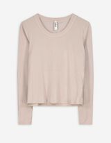 Langarmshirt - Rippenstruktur - beige
