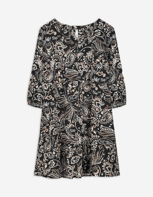 Bluse - Allover-Muster - schwarz