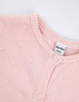 rozpinany sweter - zwijane krawędzie - rozowy