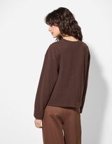 Pulover - Me&scaron;anica bombaža - temno rjava