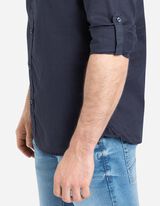Overhemd - Linnenmix - donkerblauw