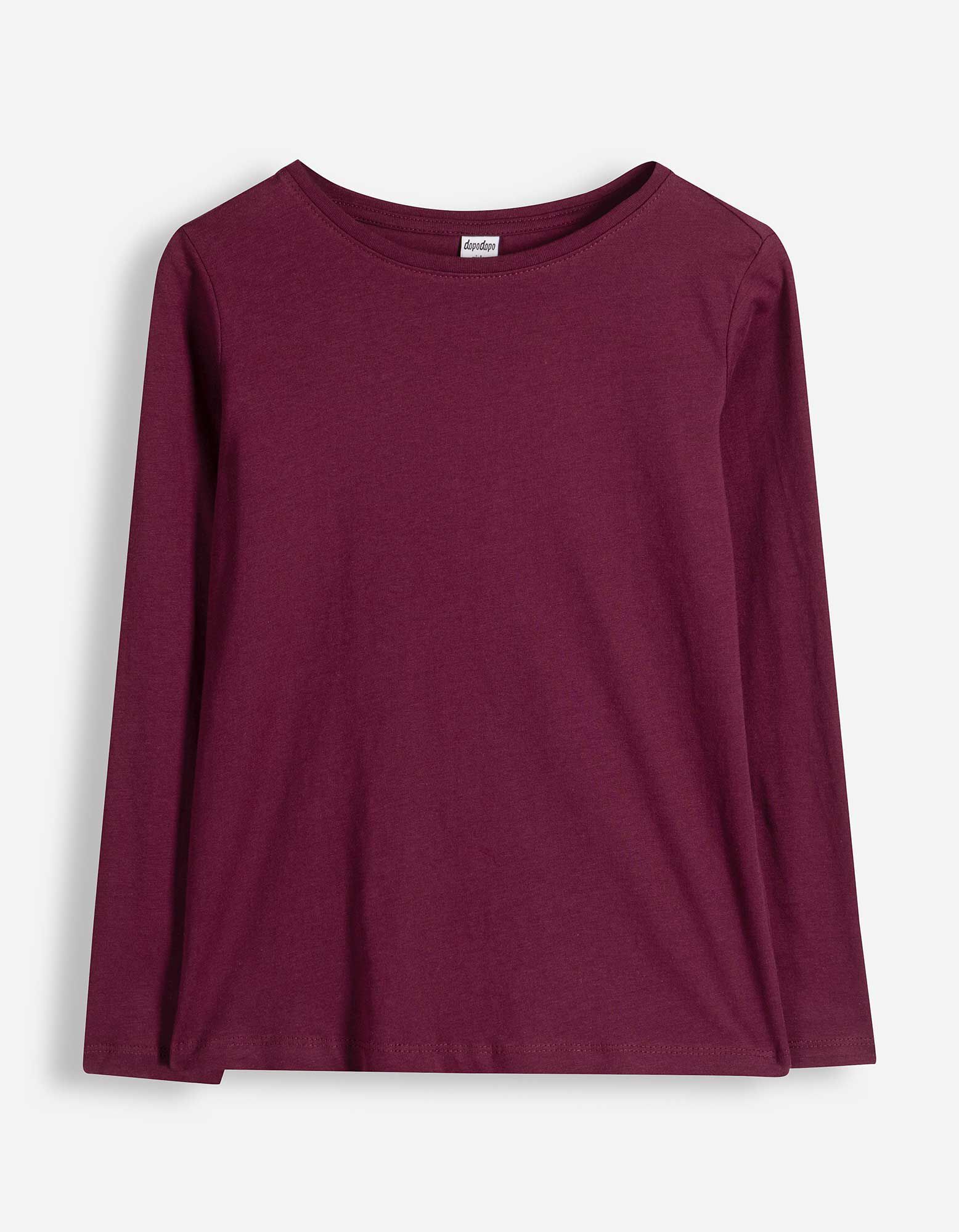 Langarmshirt - einfarbig - Dunkelrot
