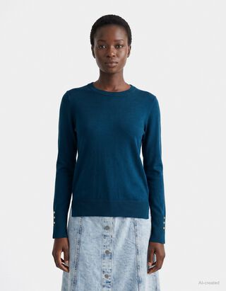 Strickpullover - blau