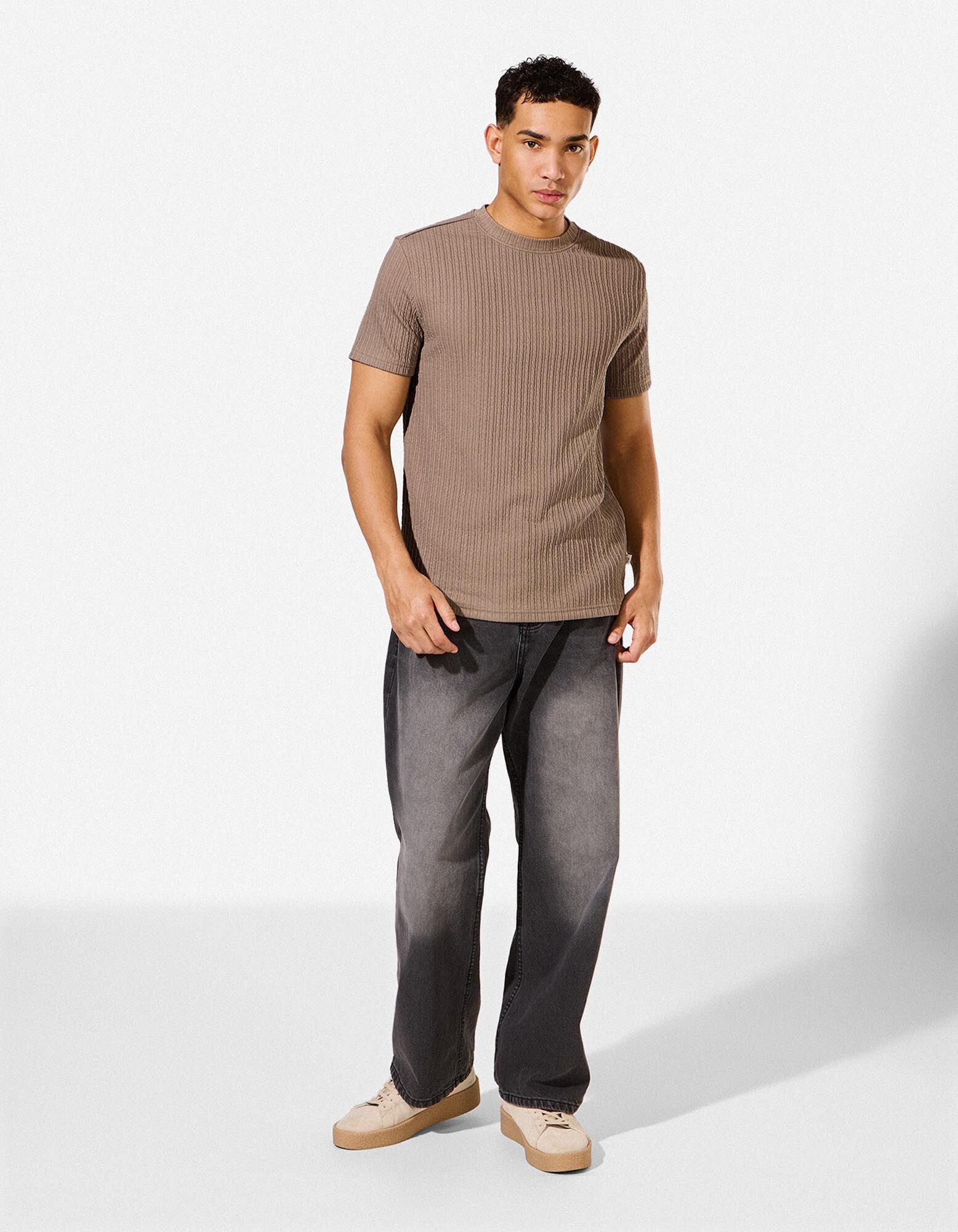 T-Shirt - einfarbig - Taupe