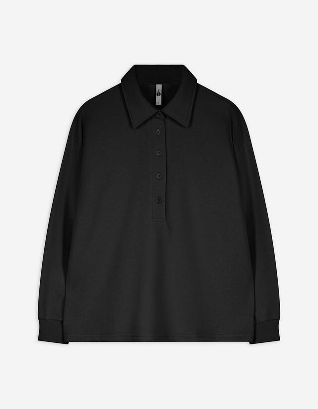 Pullover - Knopfleiste - schwarz