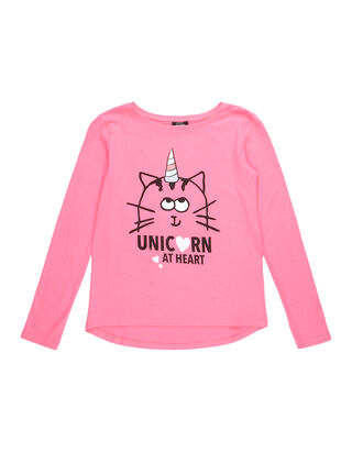 M&auml;dchen Longsleeve mit Motiv-Print und Glitter-Effekt