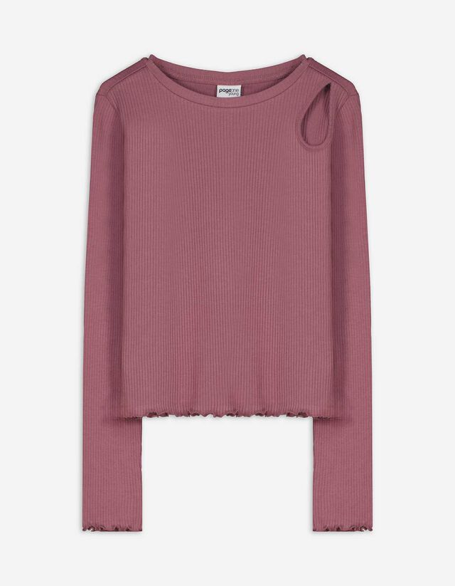 Langarmshirt - Cut-Outs - dunkelrot