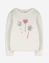 Sweatshirt - Paillettenbesatz - beige