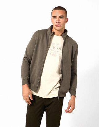 Sweatjacke - Rei&szlig;verschluss - Khaki
