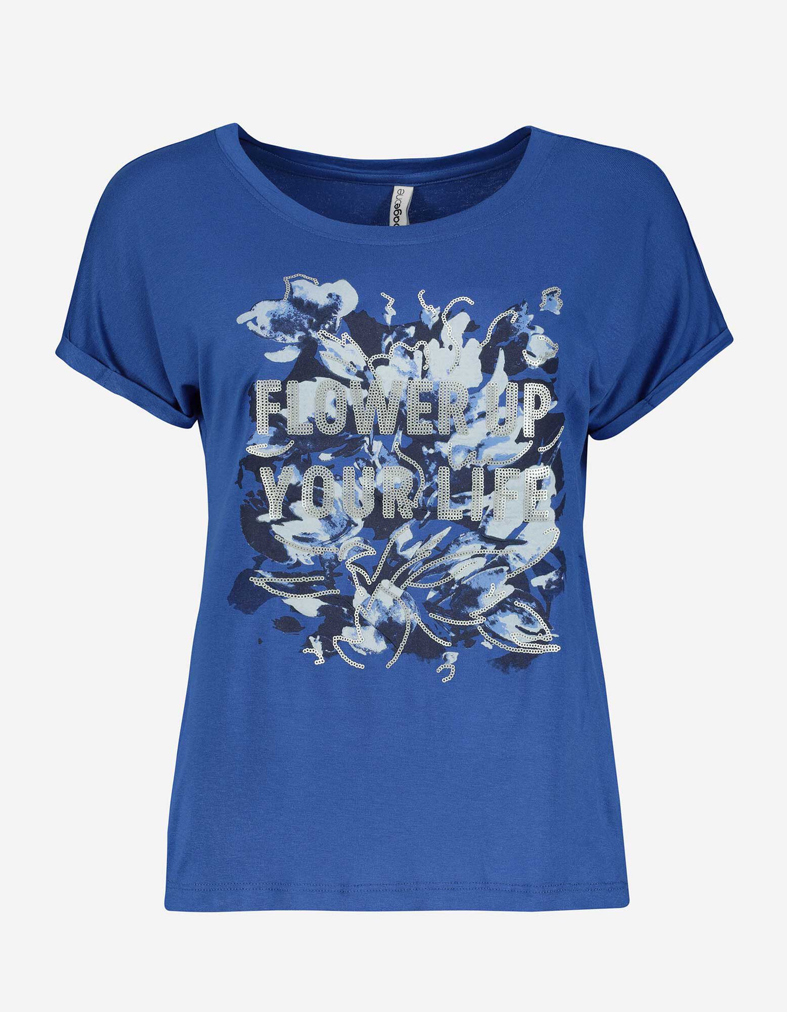 T-shirt - Viscose m&eacute;lang&eacute;e - Bleu fonc&eacute;