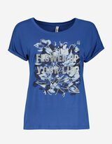 T-shirt - Viscose m&eacute;lang&eacute;e - Bleu fonc&eacute;