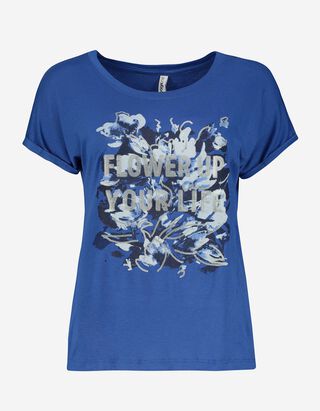 T-shirt - Viscose m&eacute;lang&eacute;e - Bleu fonc&eacute;