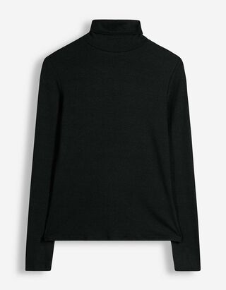 Langarmshirt - Rollkragen - Schwarz