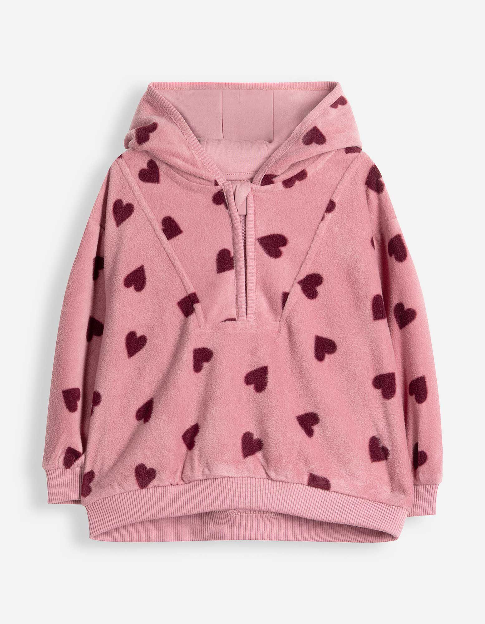 Set aus Kapuzenpullover und Hose - Fleece - Rosa