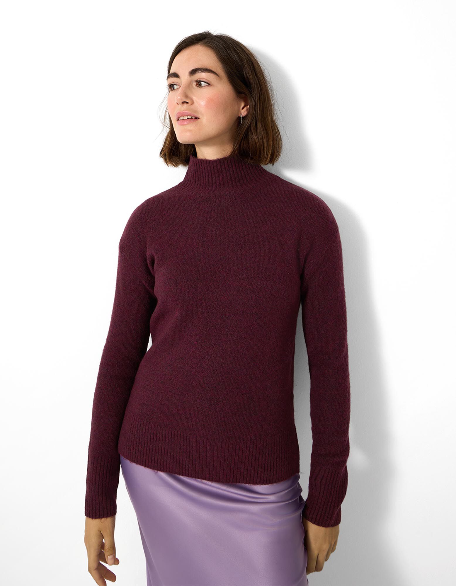 Pleten&yacute; sveter - Mockneck - Fialkov&aacute;