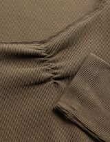 Tričko s dlouh&yacute;m ruk&aacute;vem - Krajkov&aacute; aplikace - Khaki zelen&aacute;