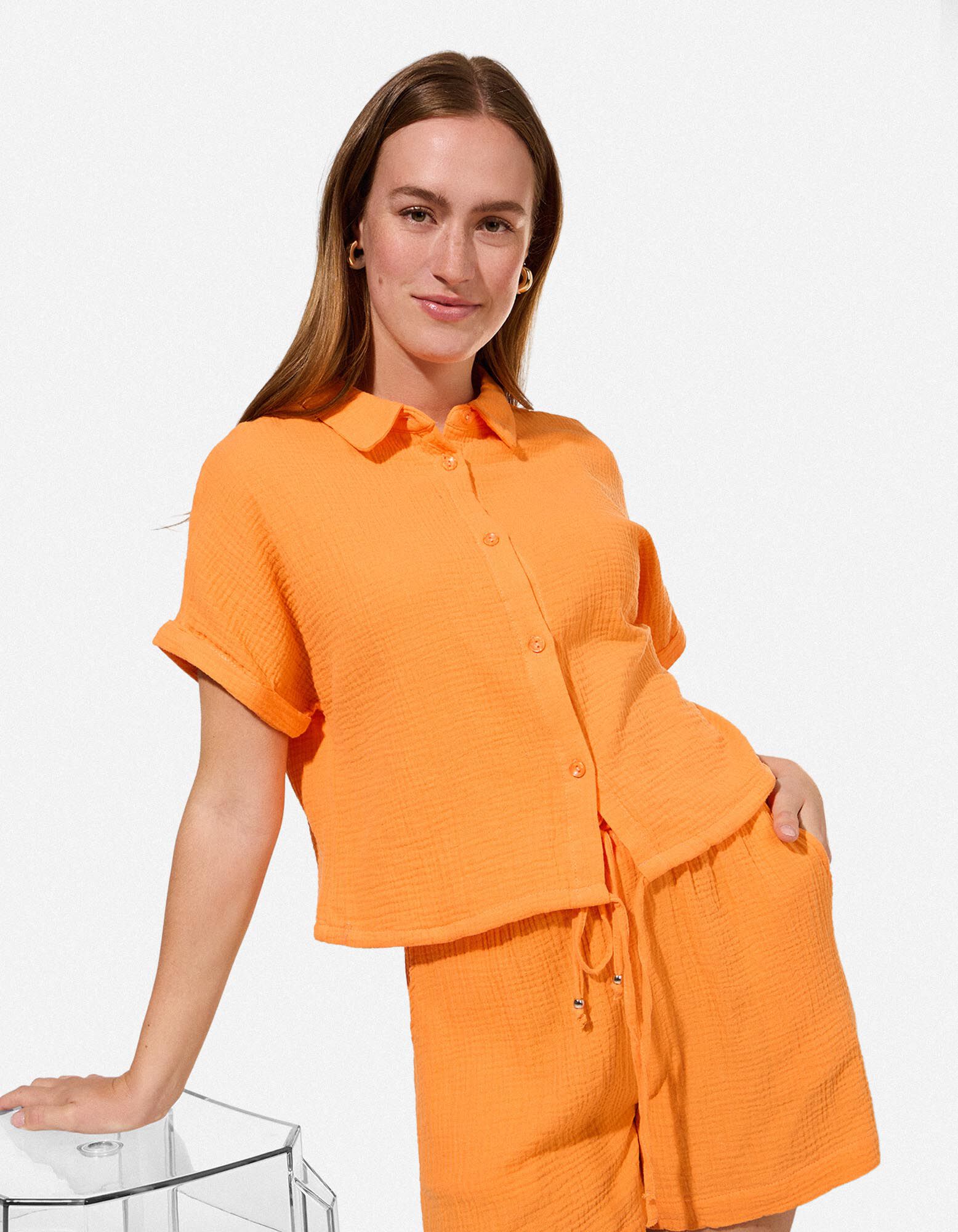 Chemise - Mousseline - orange