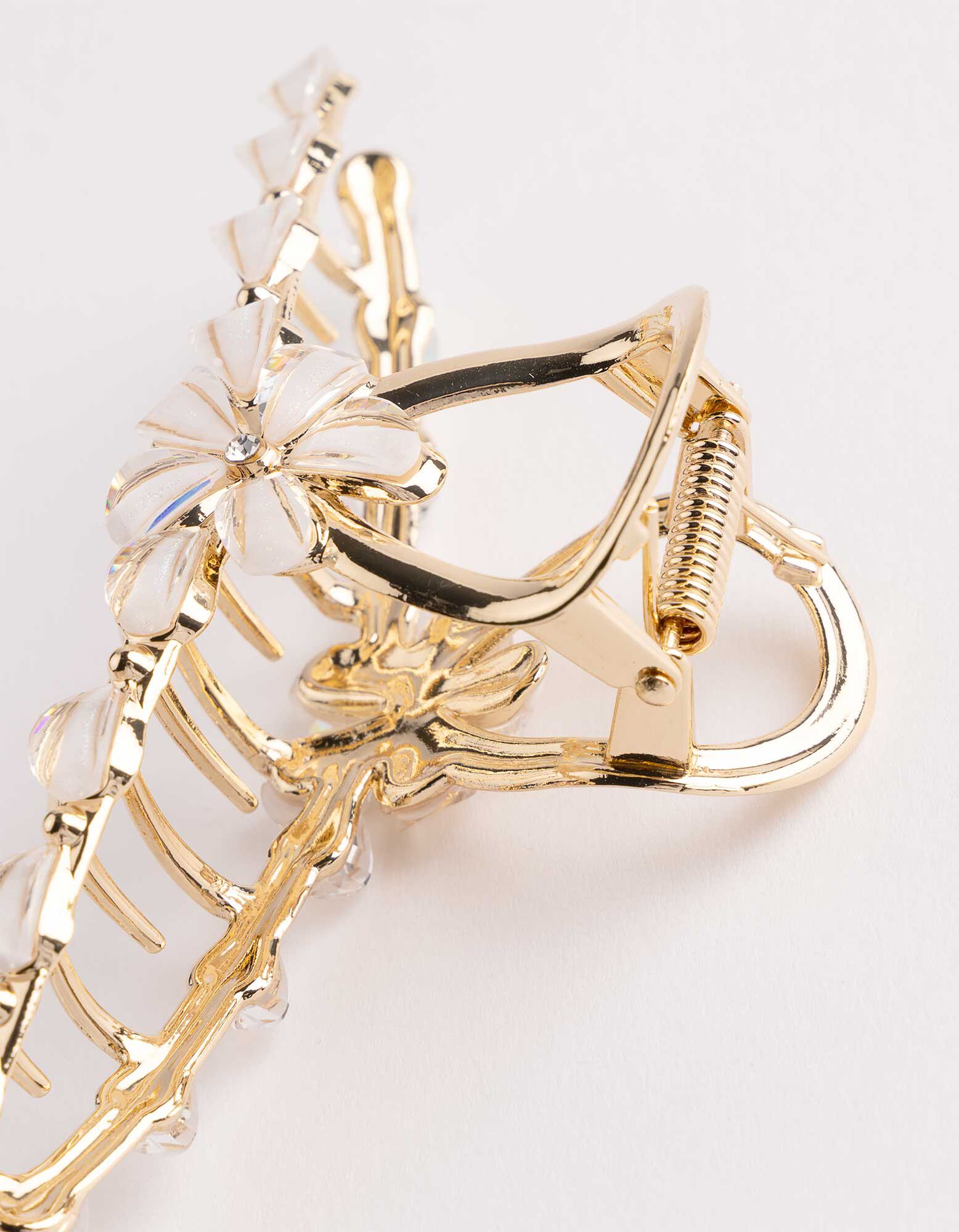 Haarklammer - Blumen - goldfarben