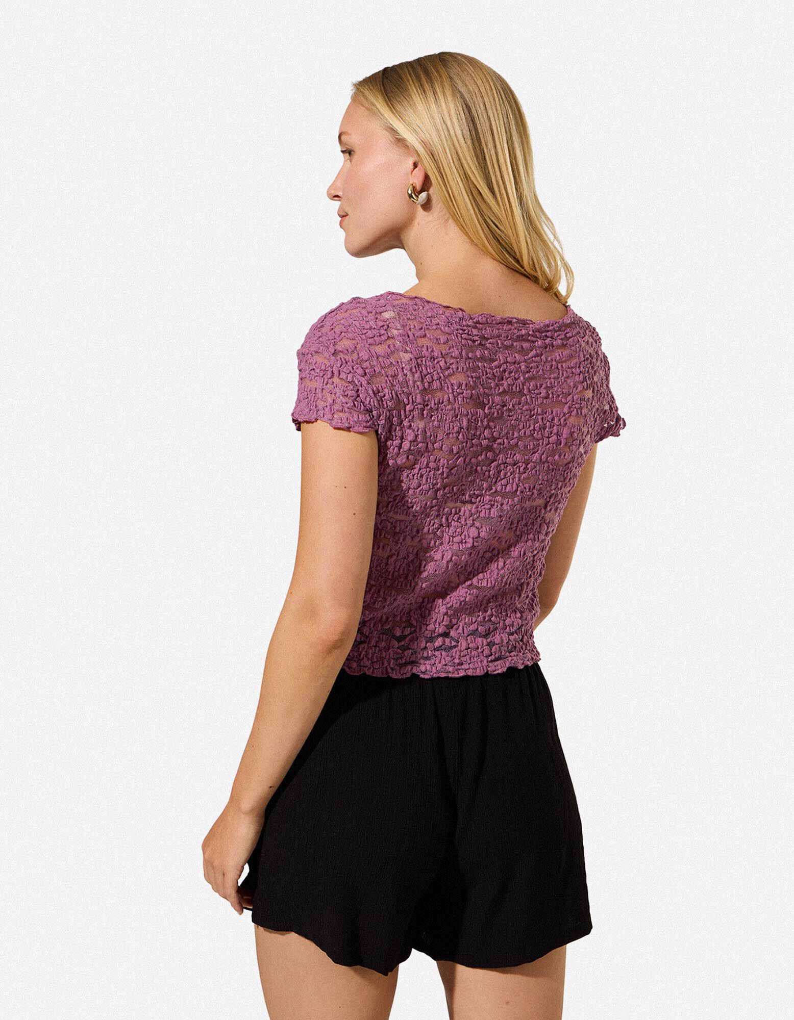 T-shirt - Geschulpte zoom - Paars