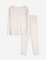 Pyjama Set aus Shirt und Hose - Mustermix - weiß