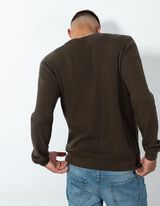 Strickpullover - Waffelstruktur - dunkelgr&uuml;n